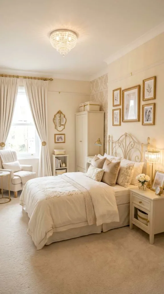 10+ Dreamy Girls Bedroom Color Ideas That Feel Like Magic 9 Cream and Gold Elegance