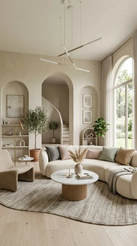 12 Inspiring Modern Living Room Decor Trends 9 Curved Shapes and Arches