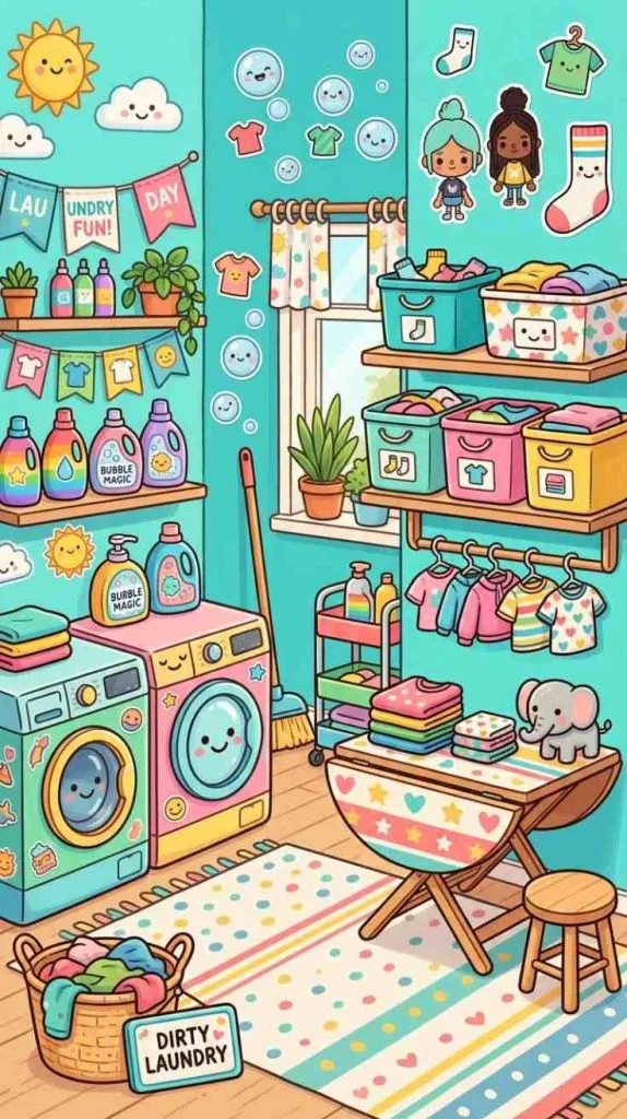 11+ Toca Boca Laundry Room Ideas for Aesthetic Home 4 Cute Folding Corner