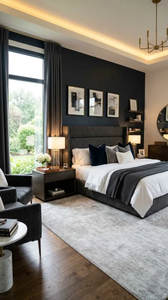 10+ Modern Master Bedroom Ideas You'll Love 4 Dark Accent Wall Drama