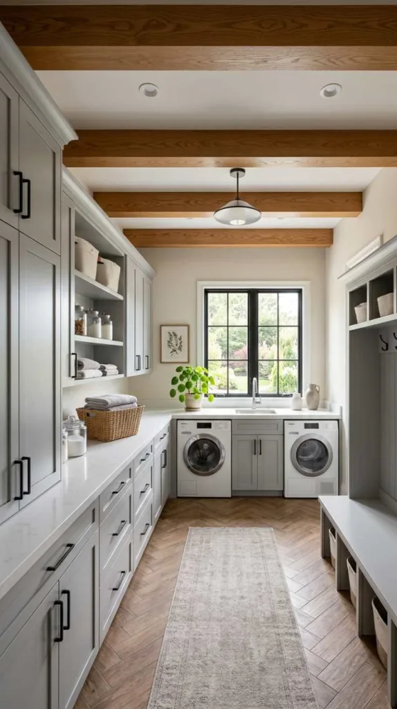 12 Long Laundry Room Ideas for Functional Layouts 8 Decorative Ceiling Beams