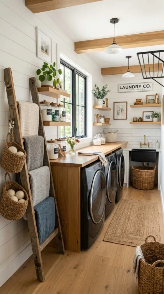 12 Long Laundry Room Ideas for Functional Layouts 12 Decorative Ladder Rack