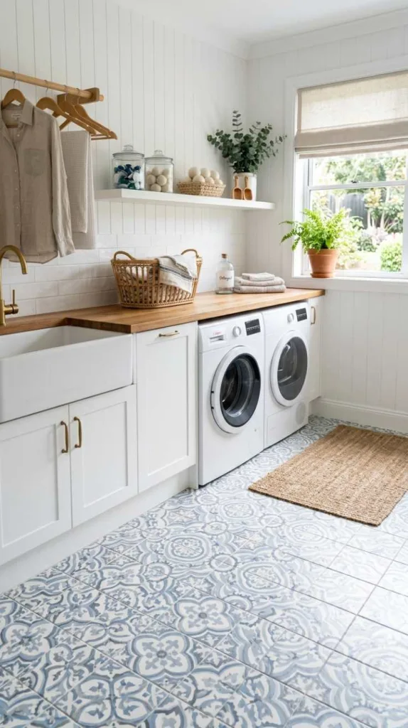 10+ Laundry Room Flooring Ideas for Functional Spaces 5 Decorative Mosaic Tile
