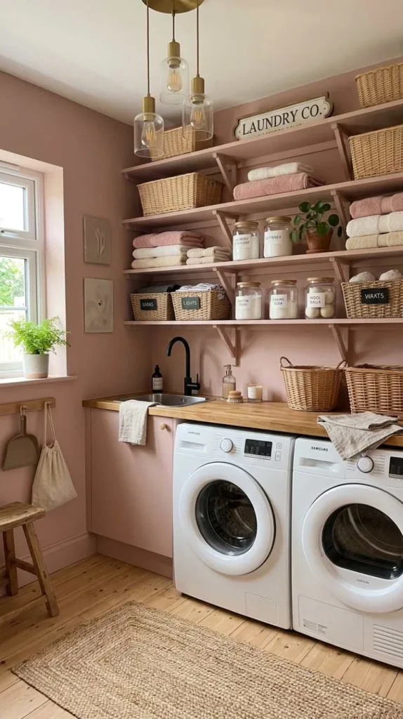 Dusty Pink Open Shelving