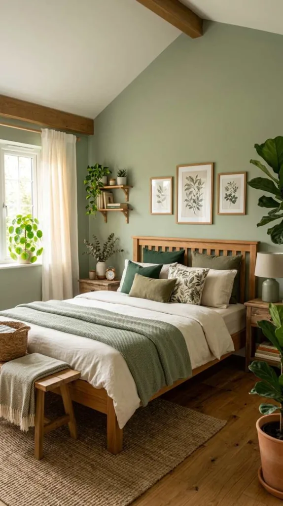 Earthy Green + Wood Texture
