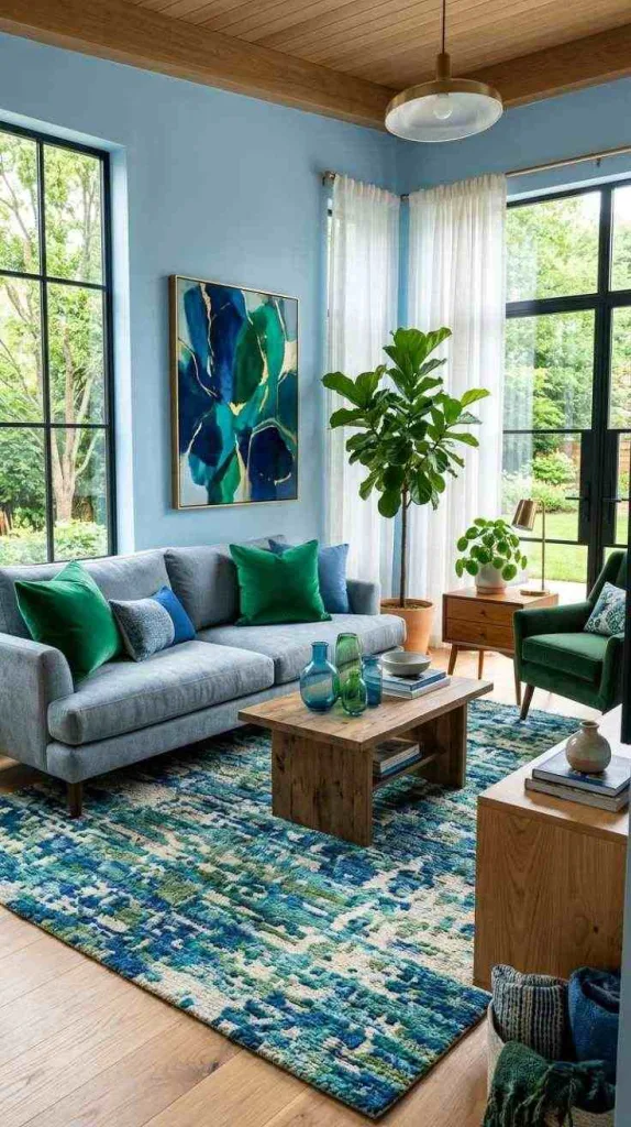Emerald and Sky Blue Contrast
