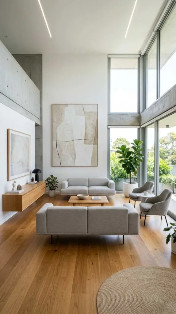 10+ Modern Minimalist Living Room Ideas for a Calm Home 11 Floating Furniture Style