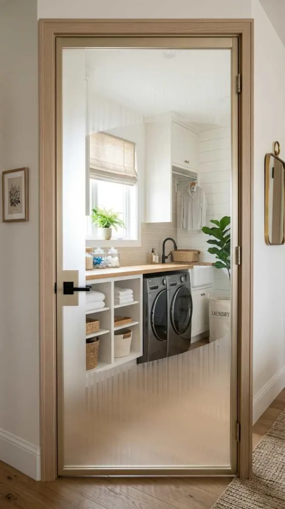 11+ Laundry Room Door Ideas for Stylish Space 10 Frosted Glass Door