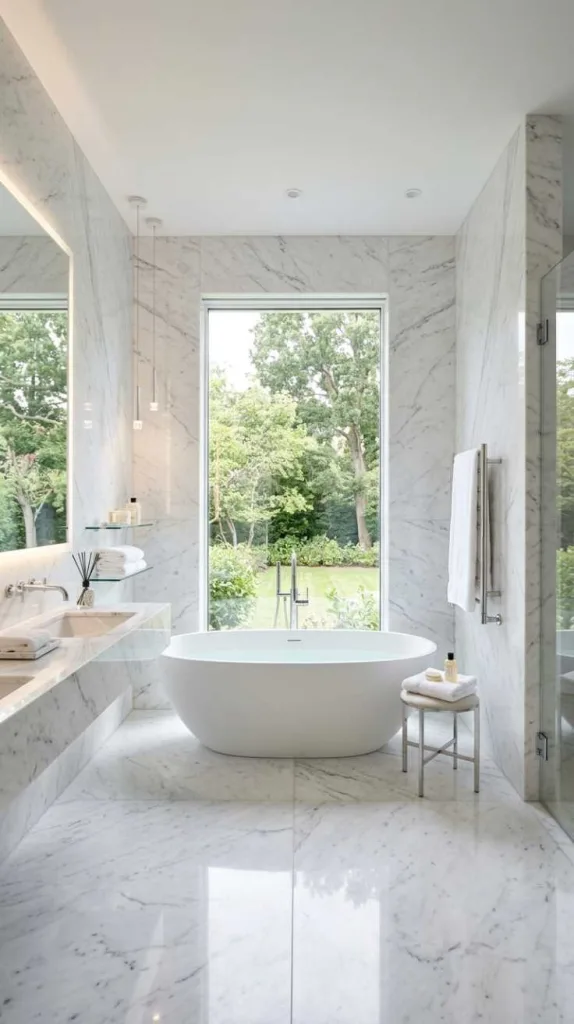 11+ White Marble Bathroom Designs That Look Timeless Luxe 12 Full Marble Wall Coverage