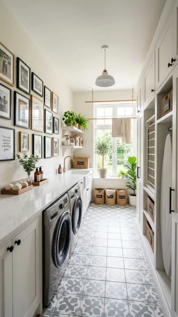12 Long Laundry Room Ideas for Functional Layouts 9 Gallery Wall Display