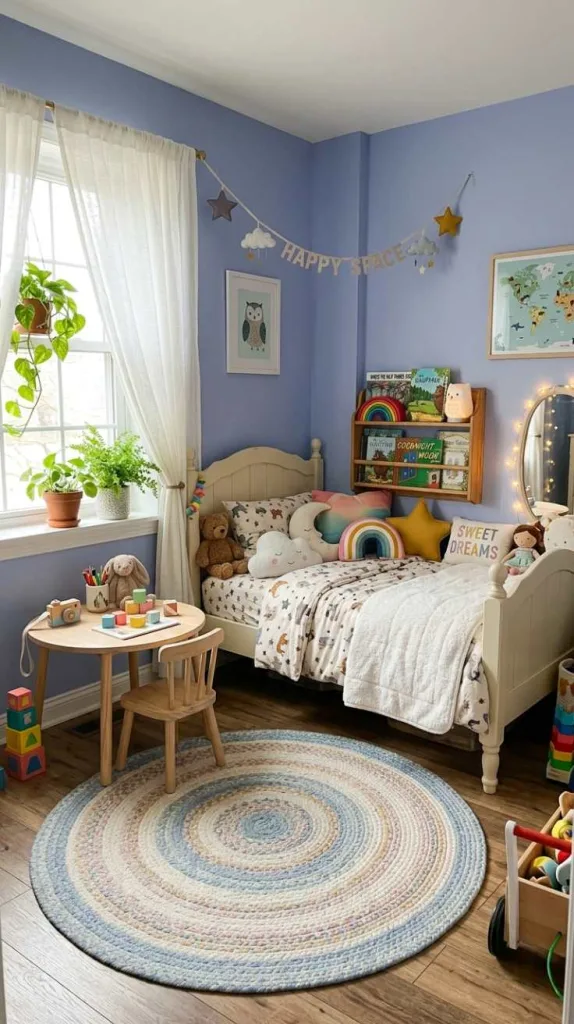 10+ Kid Friendly Bedroom Color Ideas for Restful Sleep 8 Gentle Periwinkle Walls