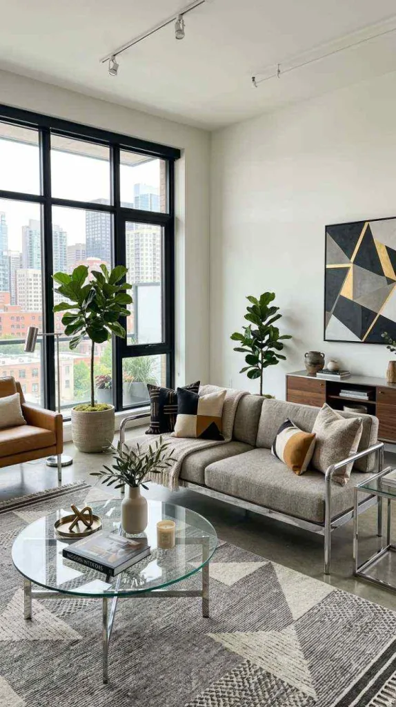 12 Inspiring Modern Living Room Decor Trends 7 Glass and Metal Furniture