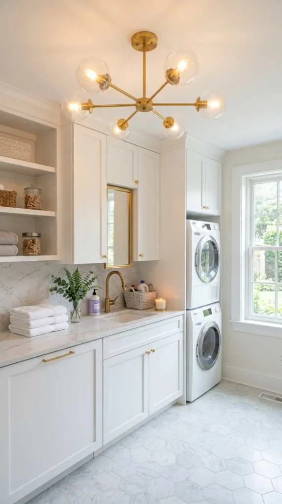 12 Laundry Room Lighting Ideas for Bright Spaces 4 Gold Semi-Flush Elegance