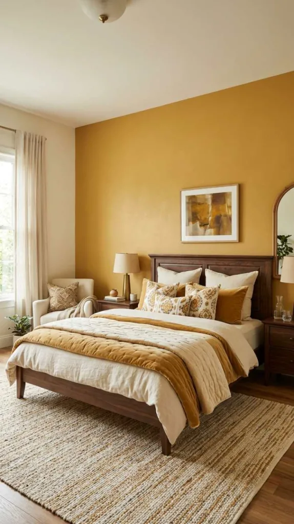 11+ Bedroom Color Schemes to Harmonize Brown Furniture 9 Golden Yellow