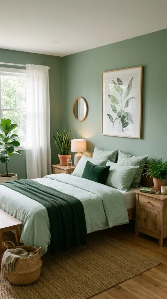 Green Color-Drenched Bedrooms