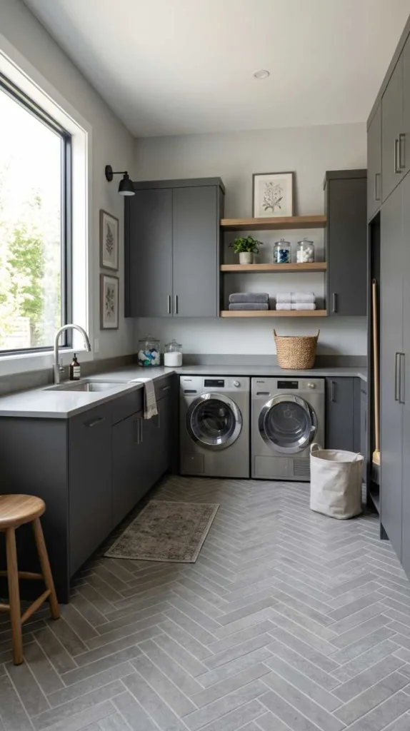 Grey Herringbone Floor