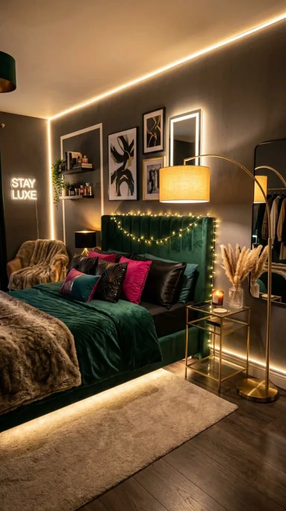 12 Baddie Bedroom Idea for a Bold Confident Vibe 14 Layered Lighting Atmosphere