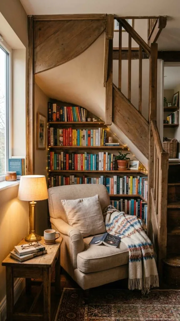 11+ Under Staircase Ideas Decor for Smart Homes 7 Library Nook