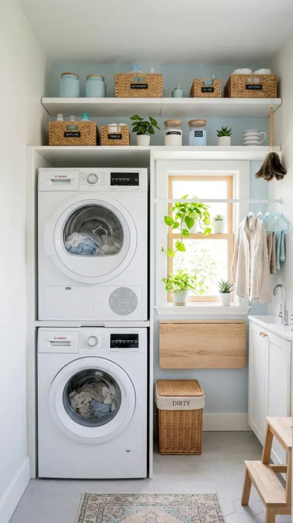 10+ Stacked Laundry Room Ideas Small Spaces 6 Light Colors Open Everything