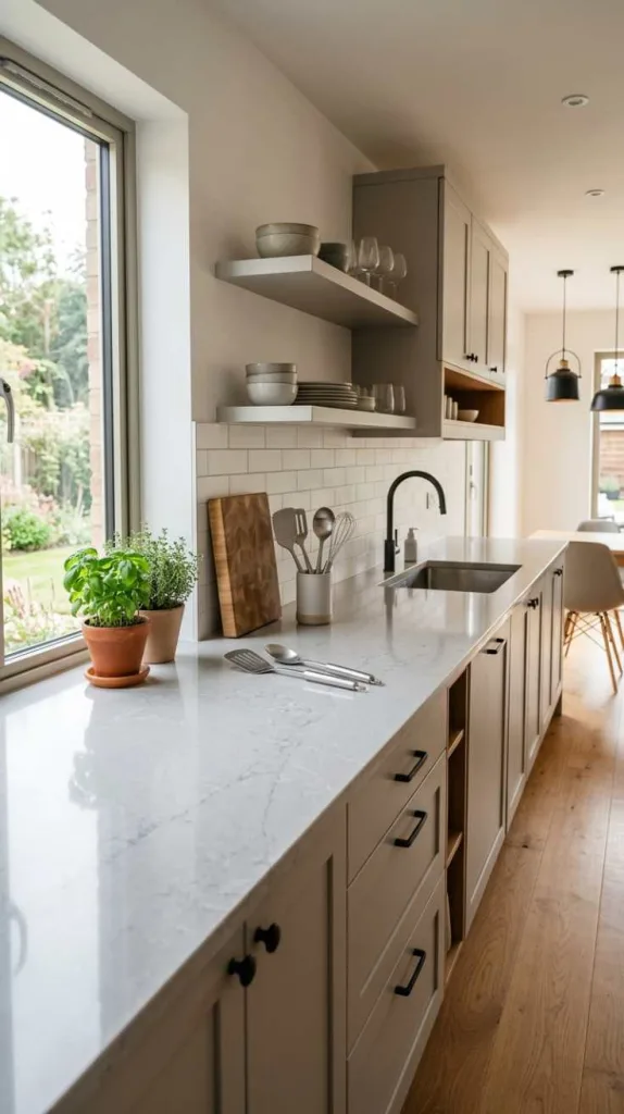 12 Trendy Kitchen Countertop Designs For a Stylish Home 9 Light Gray Quartz Countertops