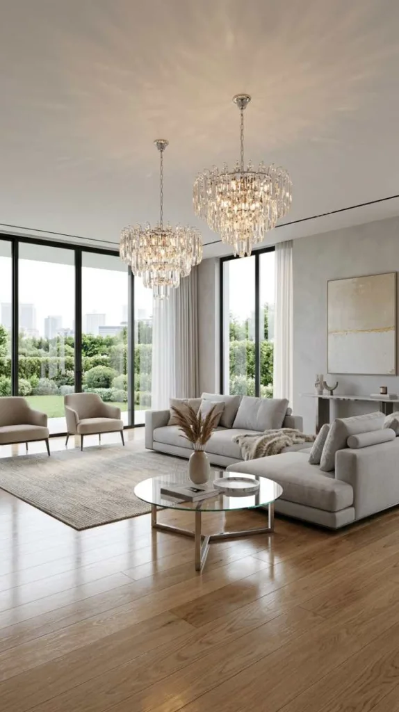 12 Modern Crystal Chandeliers That Elevate Any Space 6 Living Room Minimal