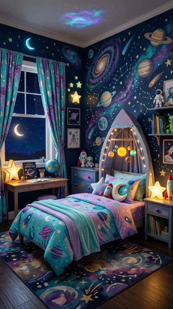 10+ Kid Friendly Bedroom Color Ideas for Restful Sleep 14 Magical Galaxy Colors