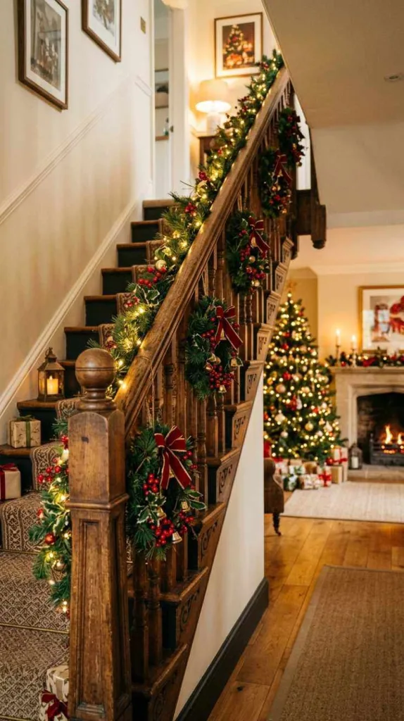 12 Christmas Staircase Decor Banisters for Festive Holiday Homes 11 Mini Wreath Collection