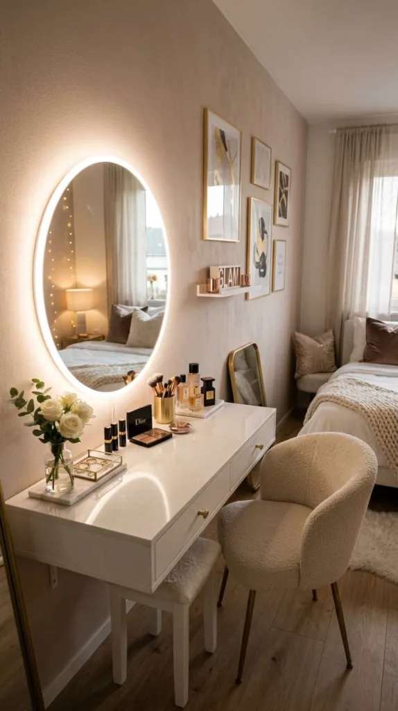 12 Baddie Bedroom Idea for a Bold Confident Vibe 13 Minimal Glam Vanity Setup