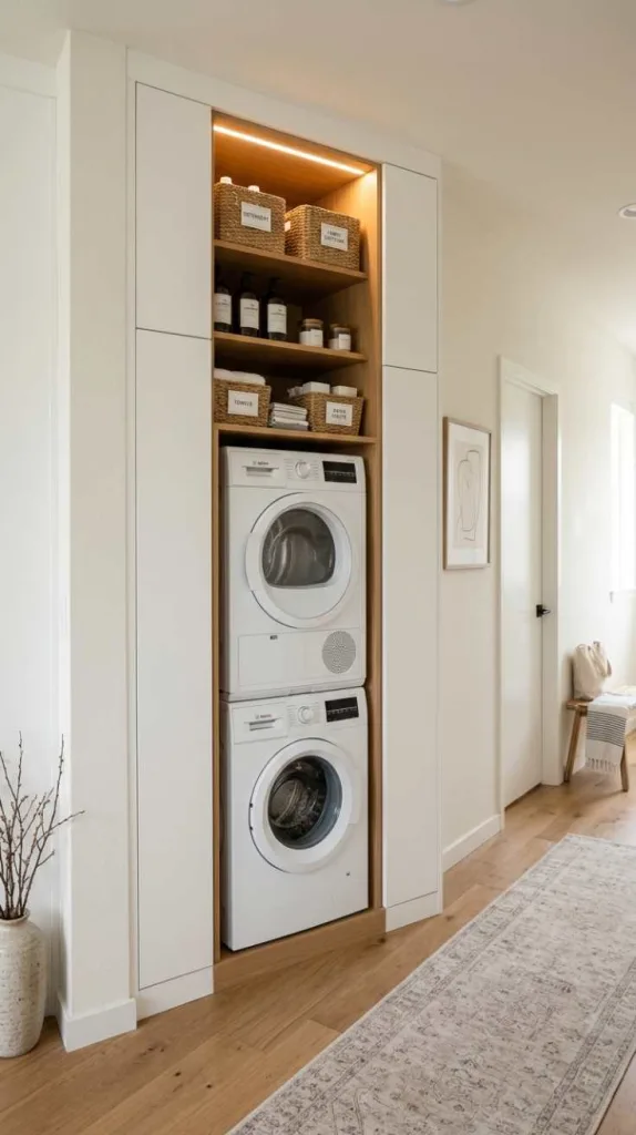 10+ Hallway Laundry Room Ideas with Stacked Washer 3 Minimal Laundry Closet