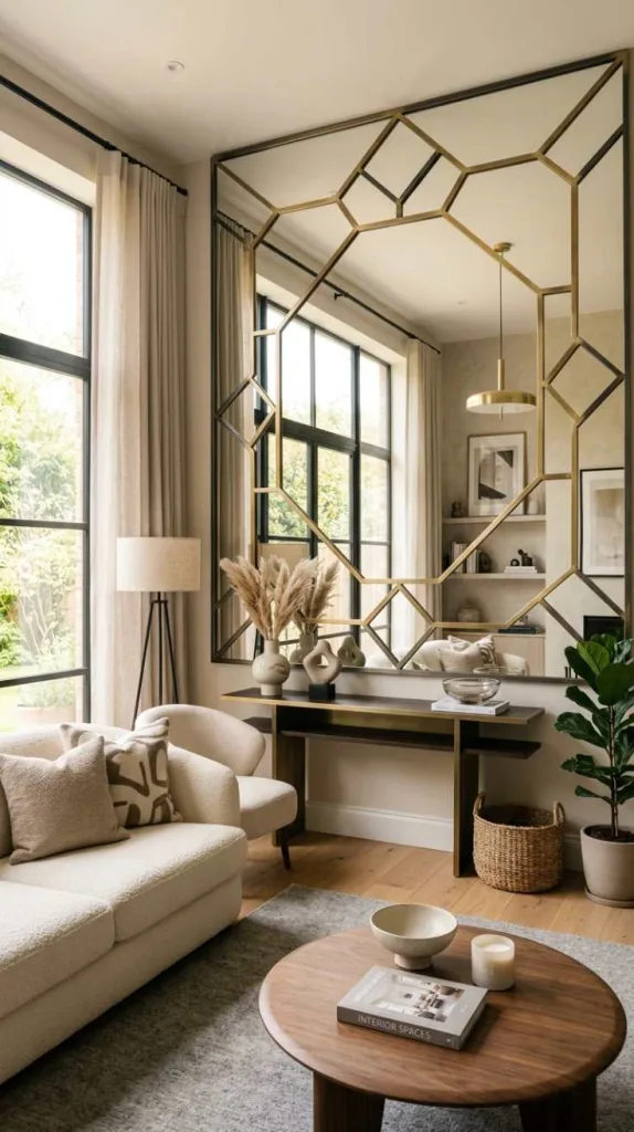 11+ Creative Mirror Wall Designs for Your Living Room 11 Mirror Paneling with Wood Frames