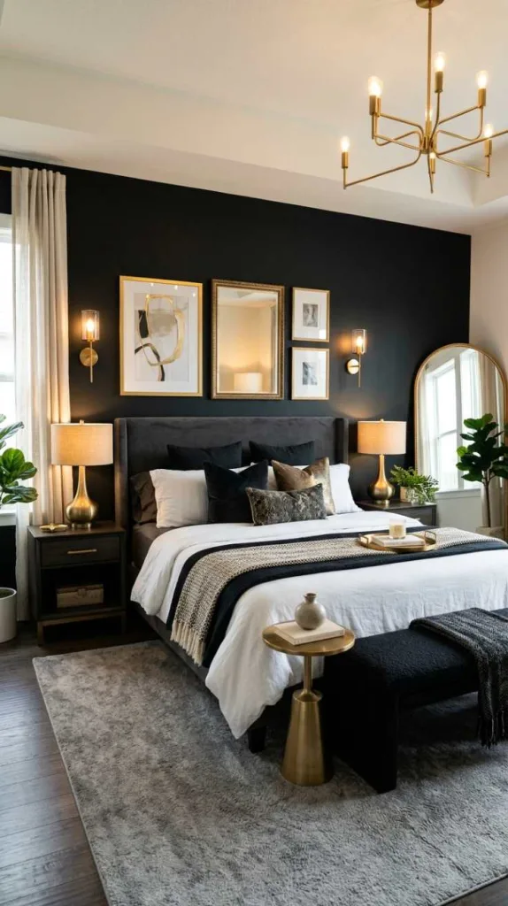 12 Baddie Bedroom Idea for a Bold Confident Vibe 11 Moody Black Accent Wall