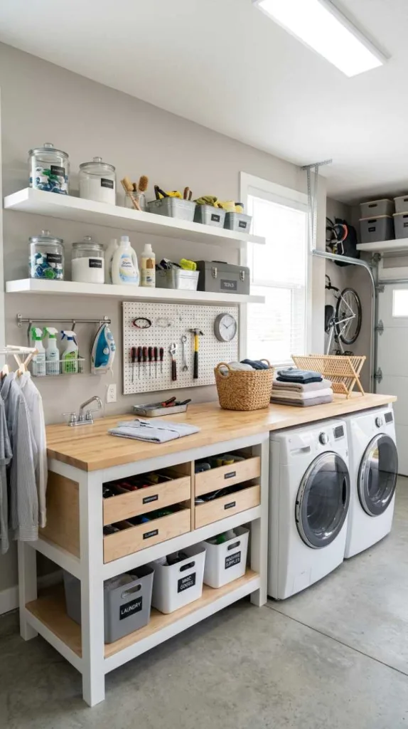 12 Garage Laundry Room Ideas for Smart Spaces 5 Multi-Use Workbench