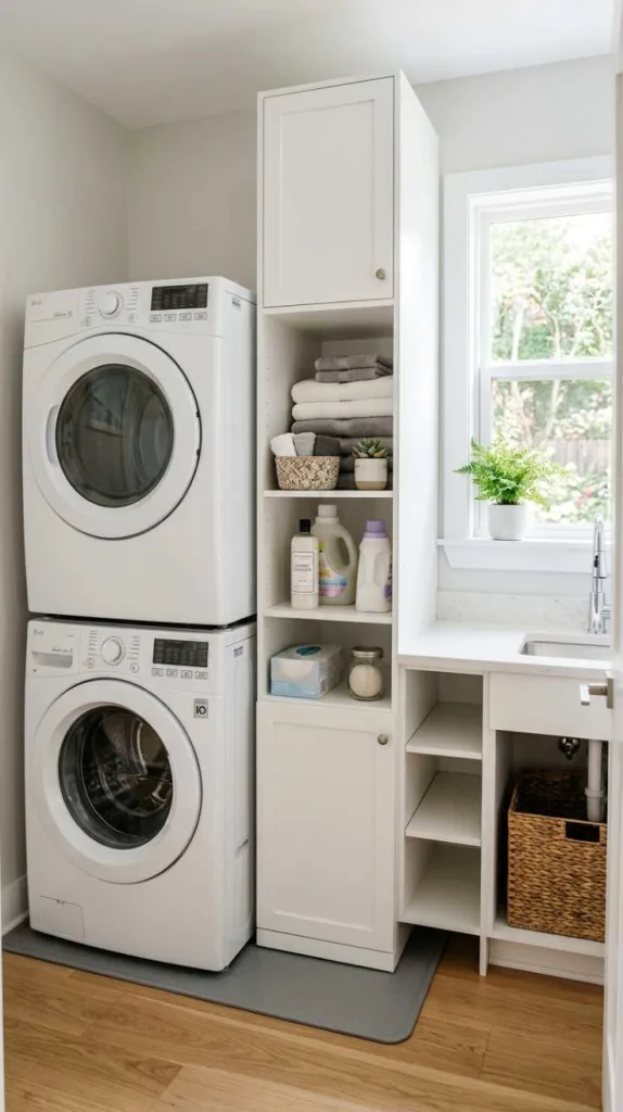 10+ Stacked Laundry Room Ideas Small Spaces 13 Narrow Cabinets Work Better