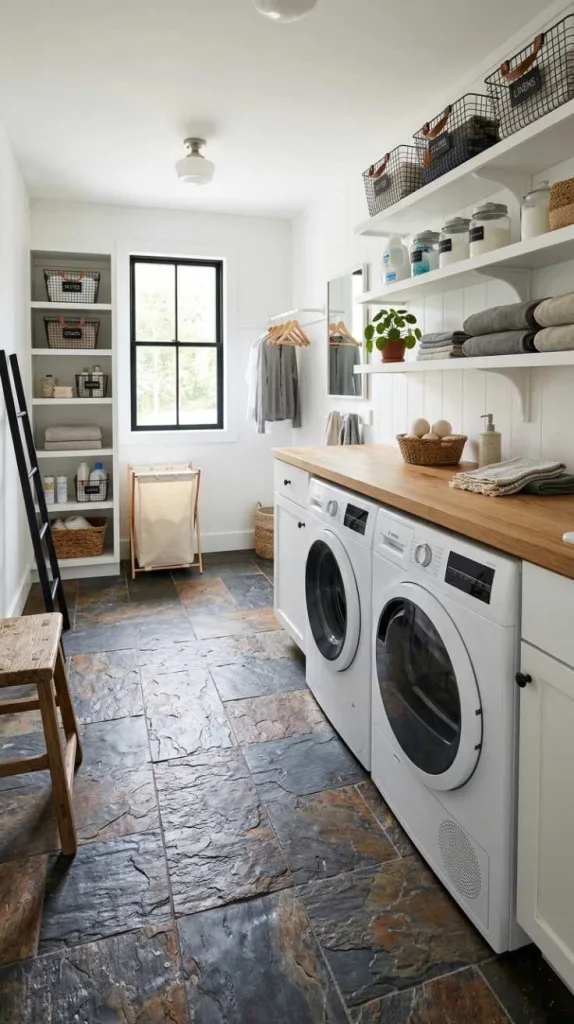10+ Laundry Room Flooring Ideas for Functional Spaces 7 Natural Slate Stone Floors