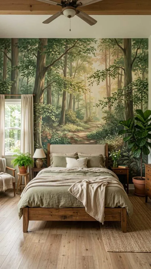 10+ Wall Decor Ideas for Bedroom that Instantly Elevate Style 7 Nature-Inspired Wall Murals