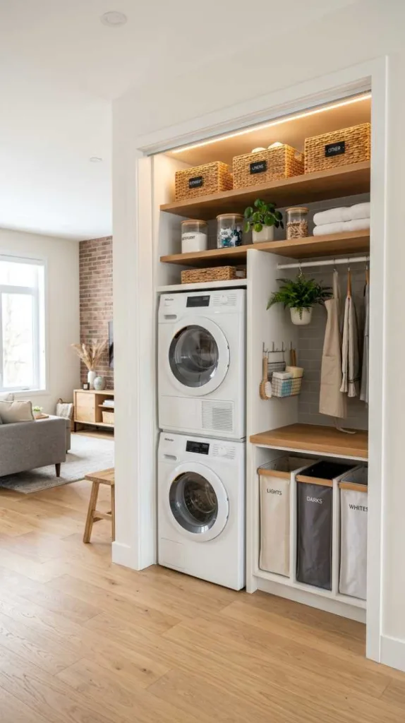 10+ Open Laundry Room Ideas for Bright Homes 12 Open Closet Style