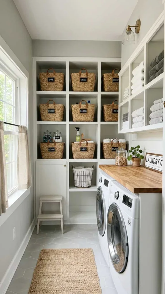 10+ Hallway Laundry Room Ideas with Stacked Washer 10 Open Cubby Organization