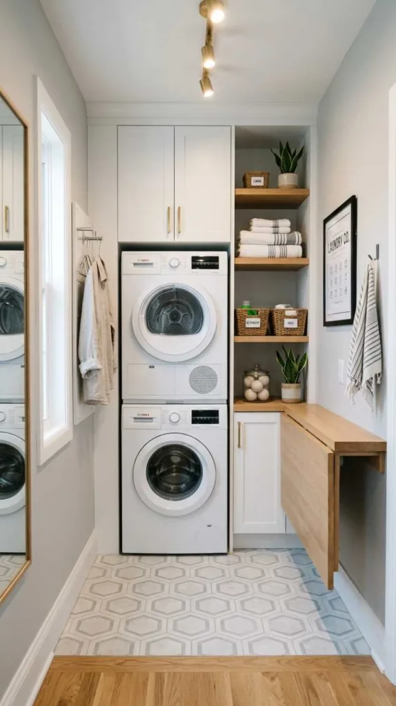10+ Hallway Laundry Room Ideas with Stacked Washer 4 Organized Stacked Laundry