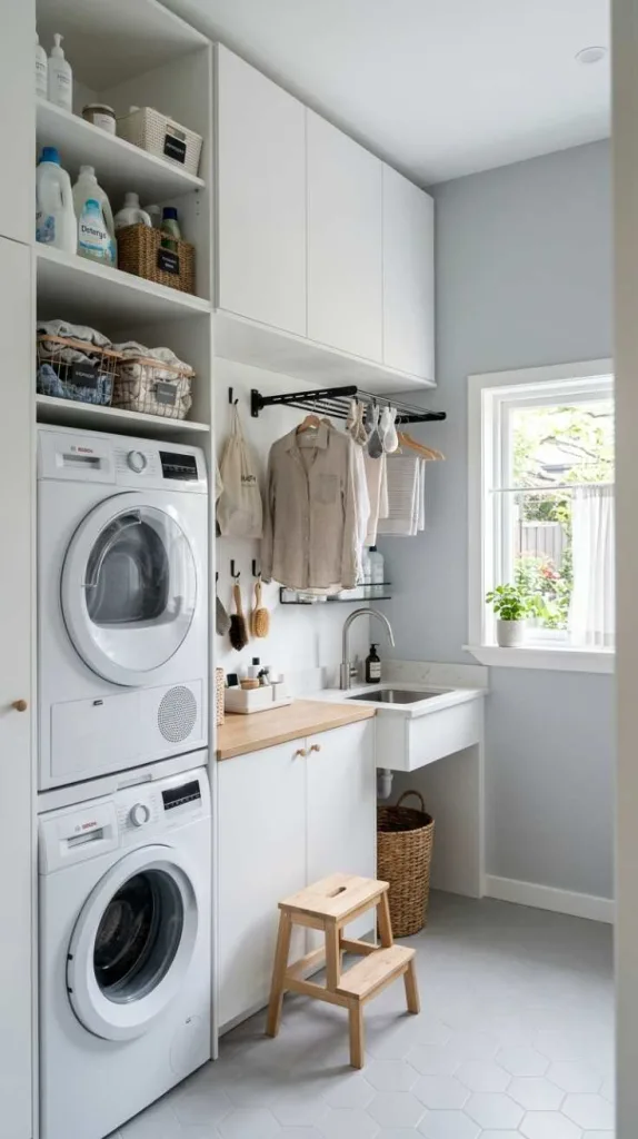 10+ Very Small Laundry Room Ideas for Smart Space 11 Overhead Storage