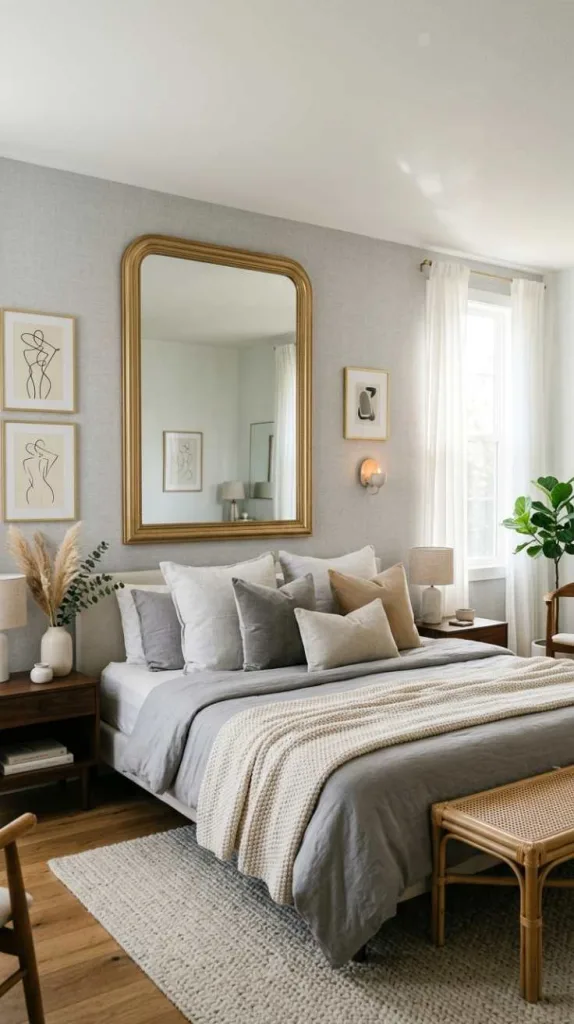 10+ Wall Decor Ideas for Bedroom that Instantly Elevate Style 5 Oversized Mirror Reflection