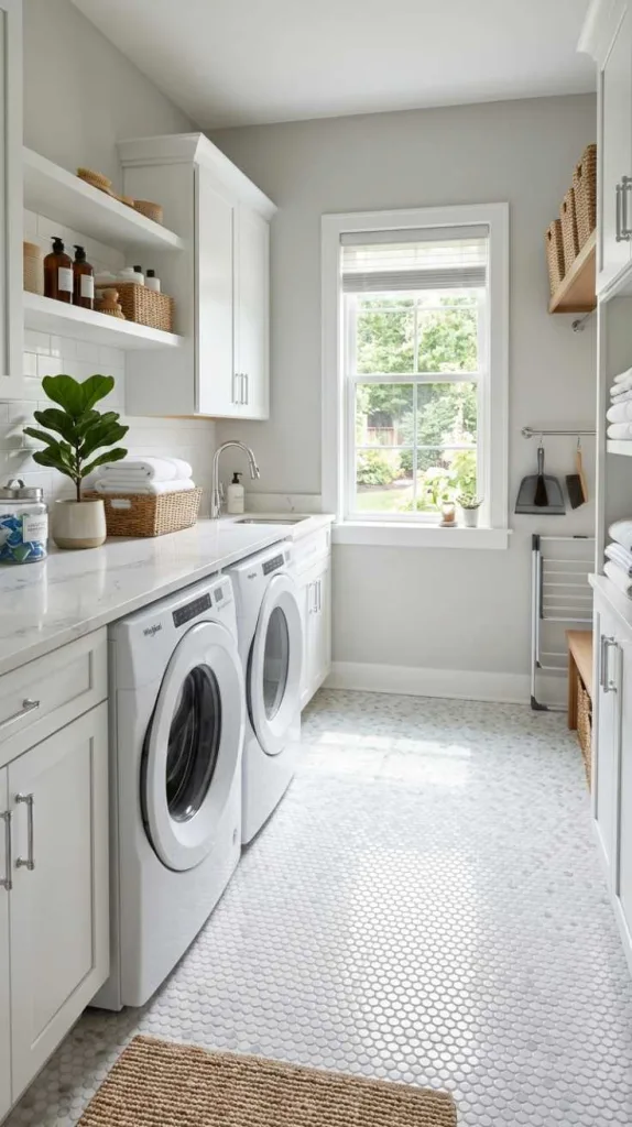 11+ Laundry Room Tile Ideas for Stylish Floors 7 Penny Round Tiles