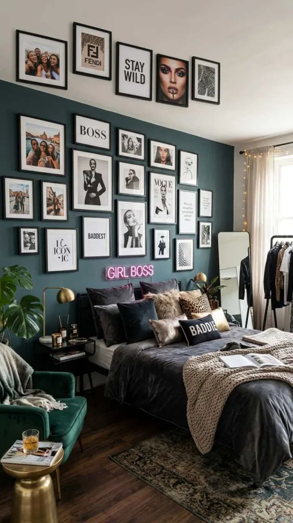 12 Baddie Bedroom Idea for a Bold Confident Vibe 9 Personal Gallery Wall