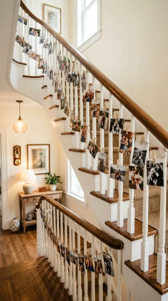 11+ Staircase Decor Ideas for Beautiful Homes 3 Photo String Display