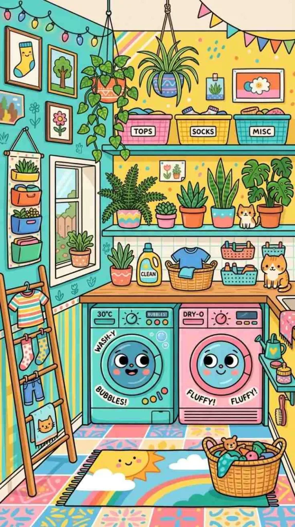 11+ Toca Boca Laundry Room Ideas for Aesthetic Home 6 Plant-Filled Space