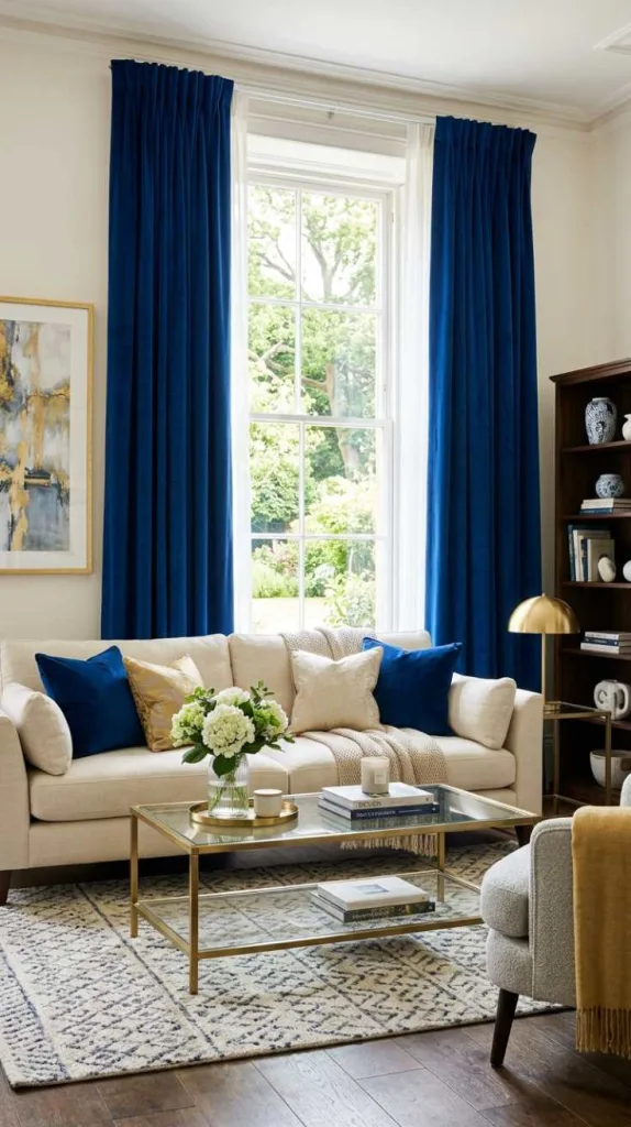11+ Blue Living Room Curtain Ideas For a Stylish Home 7 Royal Blue Drapes