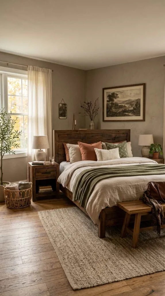 11+ Bedroom Color Schemes to Harmonize Brown Furniture 11 Rustic Earth