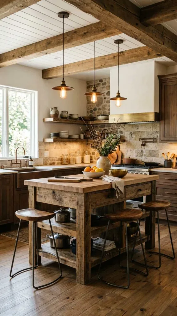 Rustic Kitchen Island Focus