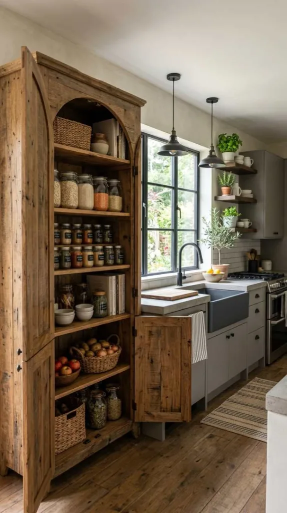 Rustic Pantry Cabinet Styling