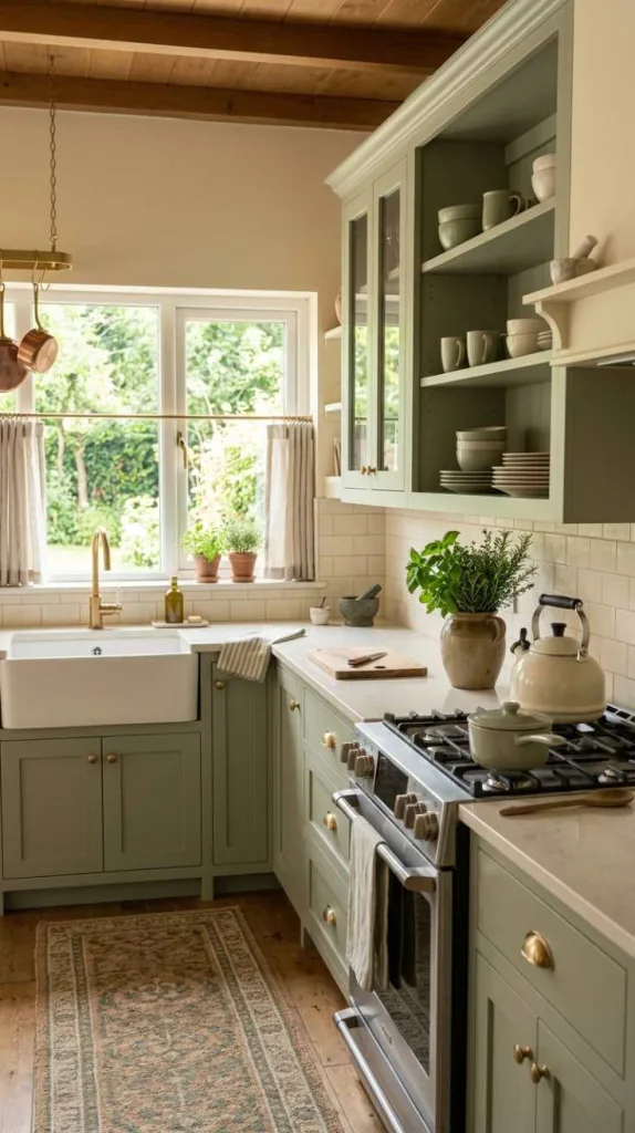 10+ Kitchen Color Combination Inspirations for Modern Homes 7 Sage & Cream