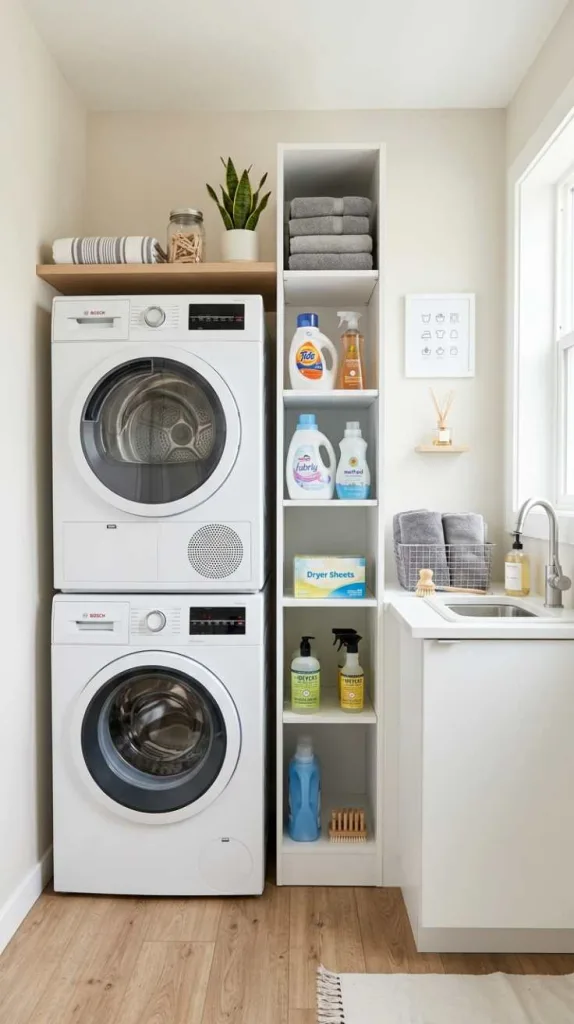 10+ Stacked Laundry Room Ideas Small Spaces 14 Side Storage Tower